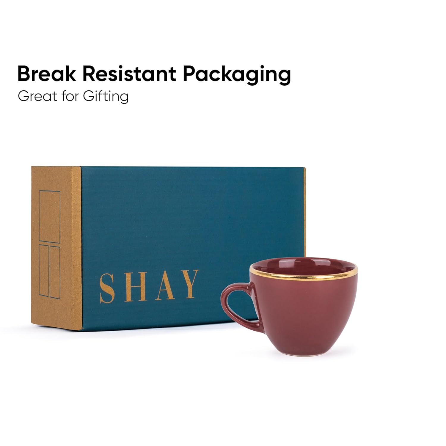 Real Gold Line Ceramic Tea Cups Set Of 6 - Burgundy Gold Line, 200ml Each | Tea Cup Set Of 6 - Premium Ceramic Tea Set With Glossy Finish | Ceramic Tea Cup Real Gold Line Ceramic Tea Cups Set Of 6 - Burgundy Gold Line, 200ml Each | Tea Cup Set Of 6 - Premium Ceramic Tea Set With Glossy Finish | Ceramic Tea Cup