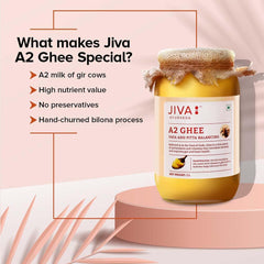 Natural Gir Desi Cow A2 Ghee By Jiva | Source Of Vitamins C, E & K Healthy Desi Ghee Perfect For Churma | (1 Litr) 33.8 Ounce | Jar Pack