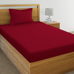 Glace Cotton 1 Single Bedsheet With 1 Pillow Cover - 60 X 90 Inches, Maroon | Comfort Fabric Bedsheet Home, Hotel & Guest House