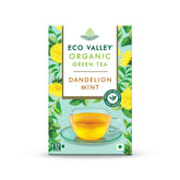 Eco Valley Organic Dandelion Mint Green Tea - 25 Tea Bags | Grown In The Nilgiri Mountains - Zero Calories, Rich In Antioxidant | Low Caffeine