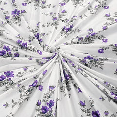 1 Double Bedsheet With 2 Pillow Covers - 88 X 96 Inches, White & Purple | Soft & Comfortable Feel To Your Skin | Do Not Bleach
