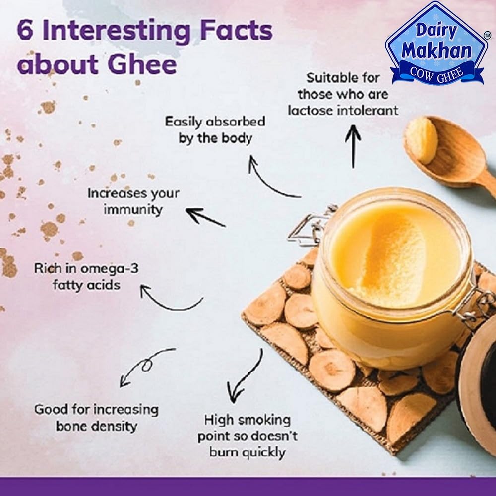 Organic Natural Cow Desi Ghee By Dairy Makhan | Good Source Of Vitamins & Minerals Healthy Desi Cow Ghee Perfect For Sweets | (1 Litr) 33.8 Ounce | Jar Pack Organic Natural Cow Desi Ghee By Dairy Makhan | Good Source Of Vitamins & Minerals Healthy Desi Cow Ghee Perfect For Sweets | (1 Litr) 33.8 Ounce | Jar Pack