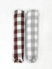Bombay Dyeing Rimzim 100% Cotton Printed Soft & Slick Quick Drying Bath Towels 500 Gsm (Dark Brown & Grey) - 2 Pcs