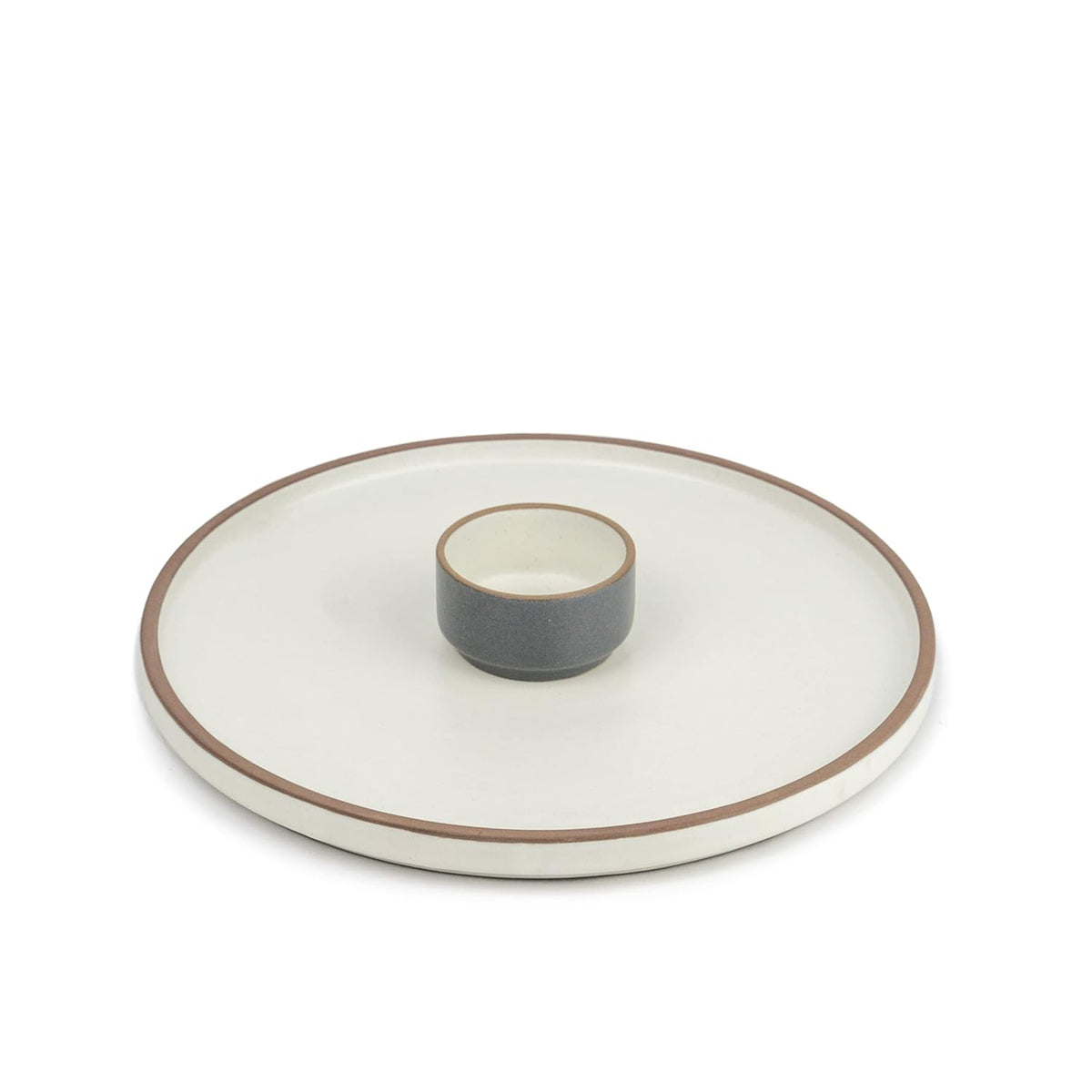 Large Round Ceramic Serving Platter, White - 1 Platter + 1 Dip Bowl, 75ml Modern Series | Big Serving Plate Set With Matte Finish - Platters Serving Set | Ceramic Round Platter - Microwave Safe