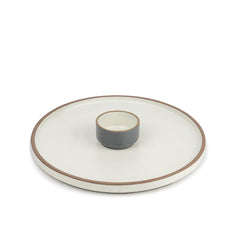 Large Round Ceramic Serving Platter, White - 1 Platter + 1 Dip Bowl, 75ml Modern Series | Big Serving Plate Set With Matte Finish - Platters Serving Set | Ceramic Round Platter - Microwave Safe
