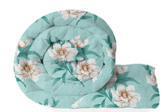 Double Bedsheet 1 Comforter 2 Pillow Covers - 90 X 100 Inches, Sea Green, 4 Pcs Bedding Set | Cotton Summer Ac Comforter Set King Size Double Bed