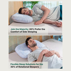 Memory Foam Orthopedic Pillow, Multi Position, Special Side Curve Bed Pillow - 24 L X 17 W X 4.5 H Inch | Pillow For Sleeping & Neck Pain Relief | Washable Zippered Cover, Adjustable Pillow