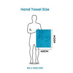 Akiko Home 100% Cotton Essential Series Hand Towels 1200 Gsm | Soft, Absorbent & Durable, Cotton Hand Towel For Bathroom Use, Gentle On Skin- Pack Of 6 (Teal)