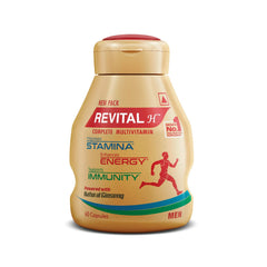 Revital H Multivitamin For Men With Natural Ginseng, Zinc, 10 Vitamins & 8 Minerals For Daily Energy, Stamina & Immunity | 60 Capsules , 100gm 0.2 lbs
