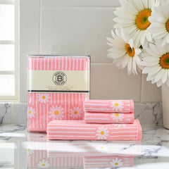 Brodloom Cotton 1 Bath Towel + 2 Hand Towels 950 Gsm | Ultra Soft, Quick Dry & Premium Gift Set Towel (Pink)