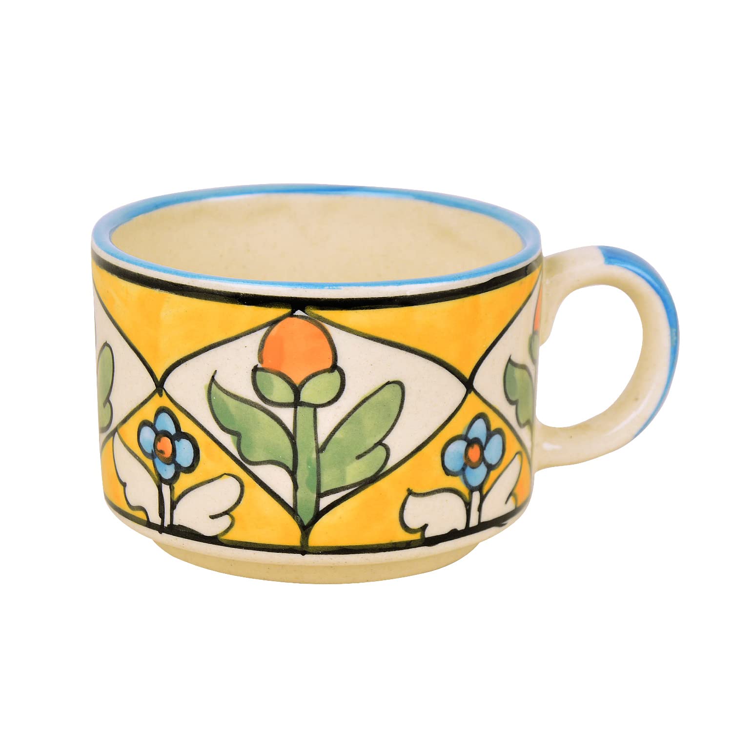 Hand Painted Ceramic Tea Set - 1 Kettle + 4 Cups, Multicolor | Coffee Mugs With Kettle - Tea Cups With Kettle Hand Painted Ceramic Tea Set - 1 Kettle + 4 Cups, Multicolor | Coffee Mugs With Kettle - Tea Cups With Kettle