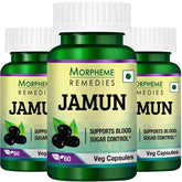Morpheme Remedies Jamun 500mg, Control Sugar & Powerful Source Of Antioxidants | 60 Veg Capsules 100gm 0.2lbs Each Pack Of 3
