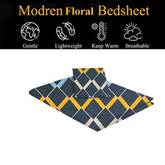Printed Single Bedsheet Size With 1 Pillow Cover - 60 X 90 Inches, Navy Blue | Cotton Wrinkle Free Soft, Breathable | Durable & Long-Lasting