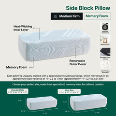 Memory Foam Pillow, Orthopedic Pillow For Sleeping, For Pain Relief, White, King Size - 24 L X 12 W X 5 H Inch | Rectangle Shape, Adjustable Pillow, Lap Pillow, Travel & Portable Pillow