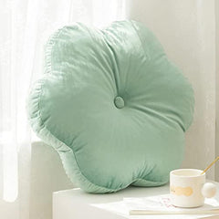 Flower Shaped Floor Cushion Pillow, For Kids Room, Living Room, Tiffany Green - 18x18 Inch | Bedroom, Patio, Luxury Furnishing For Kids Room, Velvet Cushion, Washable - Pack Of 1