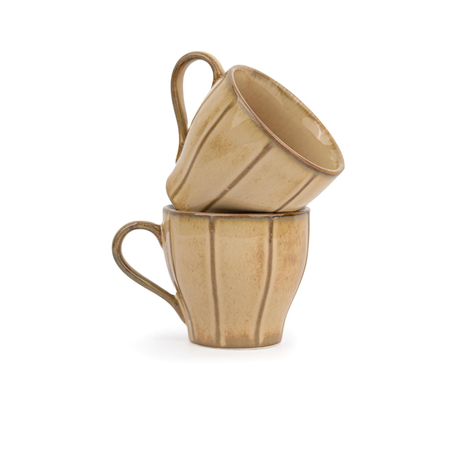 Ceramic Line Tea Cups Set Of 6 - Beige Reactive, 180ml Each | Tea Cup Set Of 6 - Premium Porcelain Tea Set | Ceramic Tea Cup With Glossy Finish - Small Cups For Tea | Line Tea Cup Only Ceramic Line Tea Cups Set Of 6 - Beige Reactive, 180ml Each | Tea Cup Set Of 6 - Premium Porcelain Tea Set | Ceramic Tea Cup With Glossy Finish - Small Cups For Tea | Line Tea Cup Only
