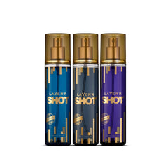 Layer'r Shot Iconic + Passion Play + Dynamic Fragrant Body Spray 135ml Each 4.56 Fl.oz. Each Pack Of 3