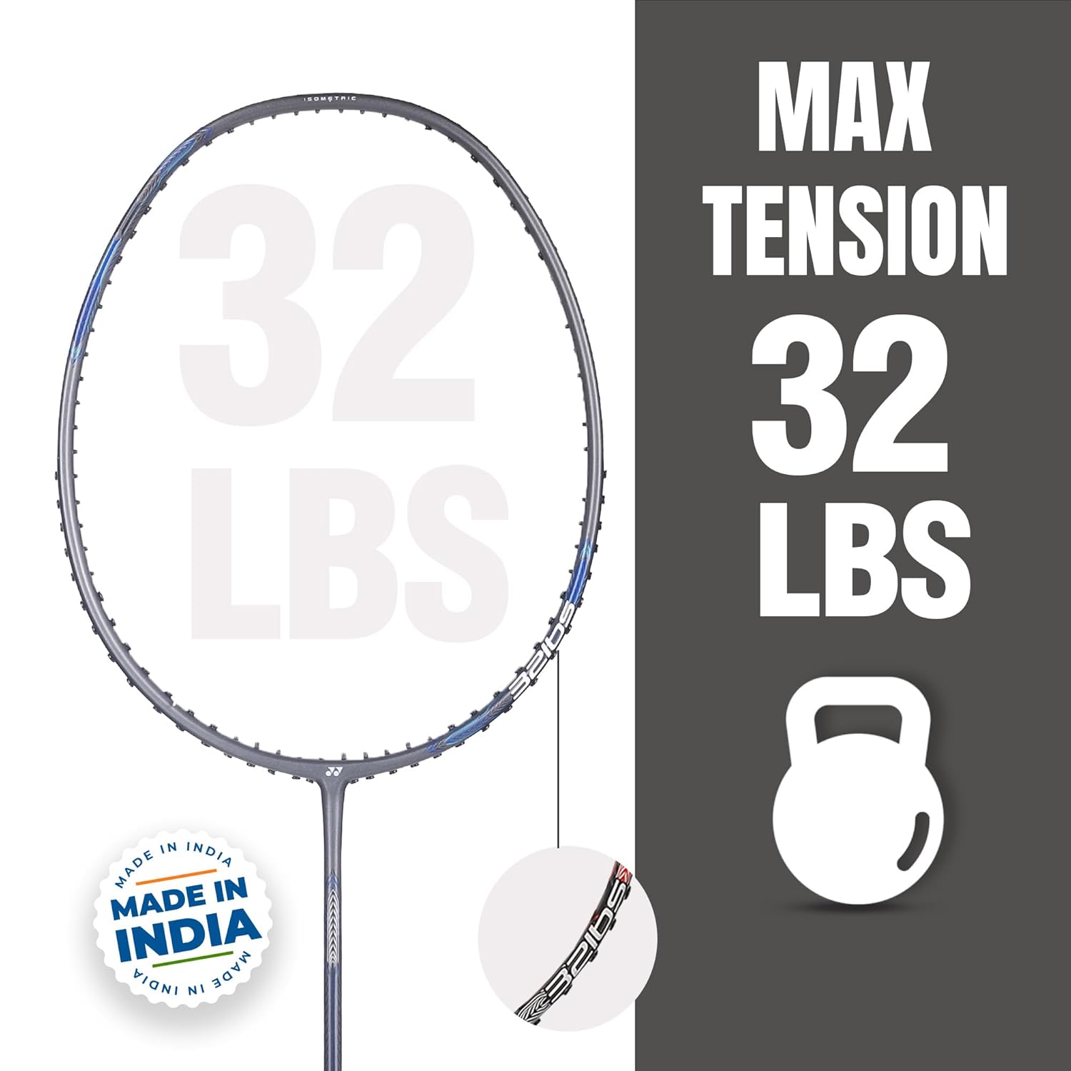 Yonex Badminton Racquet ASTROX ATTACK 9, G4 4U 80gms - 32lbs, Grip Size - 4 1/2 inches, Material - Graphite, Colour - Gun Metal Grey Yonex Badminton Racquet ASTROX ATTACK 9, G4 4U 80gms - 32lbs, Grip Size - 4 1/2 inches, Material - Graphite, Colour - Gun Metal Grey