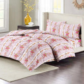 1 Double Bedsheet & 2 Pillow Covers With 1 Comforter Set - 90 X 100 Inches, Pink | Super Soft Glace Cotton King Size - 4 Pcs Bedding Set | Perfect Gifts Set Wedding, Anniversary