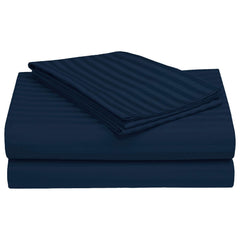 Satin Stripes King Size Cotton Bedsheet With 2 Pillow Covers - 108 X 108 Inches, Royal Blue | Perfect For Home Decor, Guest House | Ideal For All Seasons