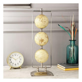 Handcrafted Vertical Triple Golden Globe Stand Decorative, Accessories For Table, Desk For Showpiece, Office Shelves, Bedroom & Gifting (Cream Silver) Set Of 3 Globes In 1