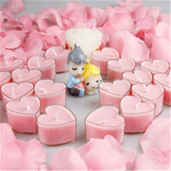 PINK ROSE FRAGRANCE HEART SHAPE TEALIGHT CANDLES SET OF 40 BURNING TIME 5 HOURS