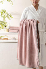 Spread Spain Microfiber 1 Bath + 2 Hand Towel 360 Gsm | Extra Soft Plush High Absorbent Bath Towel For Men & Women (Rose)
