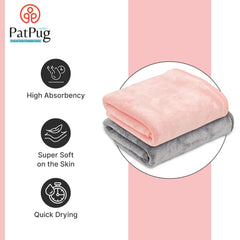 Patpug Ultra Soft Microfiber Hand Towel 600 | Comfortable, Fade Resistant, Highly Absorbent, Quick Drying Towel (Dark Grey & Baby Pink) - 4 Piece