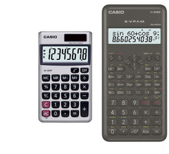 Casio FX-82MS 2nd Gen Scientific Calculator & Casio SX-300P-W | Portable Calculator With Metallic Faceplate