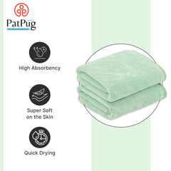 Patpug Ultra Soft Microfiber Hand Towel 400 | Comfortable, Fade Resistant, Highly Absorbent, Quick Drying Towel (Light Green) - 2 Piece