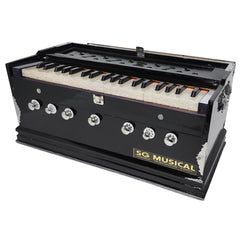 Musical Instrument Harmonium - Double Bellow, 39 Keys, 7 Stopper, 3 1/4 Octave, Two Reeds (Bass+ Male) | Two Side Carry Handles, Jaali Frame On Keys