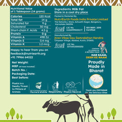 Organic A2 Kankrej Cow Ghee By Nutri Earth | Nutrient Rich In Protein FIber Healthy Desi Cow Ghee Support Brain Function | 1 Litre (500ml * 2) 33.8 Ounce | Jar Pack