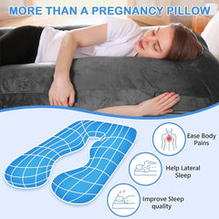 U Shaped Pillow, Pregnancy Pillow For Pregnant Women, Maternity Pillow, Grey Color | Pregnancy Gifts For Women, Maternity Soft Pillows For Pregnancy Sleeping, Washable Velvet Cover