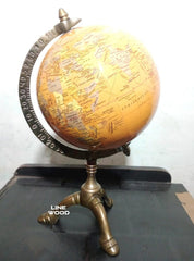 Antique Brass Educational World Globe & Map Rotating Globe, Decorative Political Globe Home Decor & Office Globe, For Kids & Students (12 Inch - Yellow) Pack Of 1