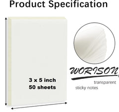 Transparent Sticky Notes Pad Waterproof Translucent Sticky Notes 50 Sheets