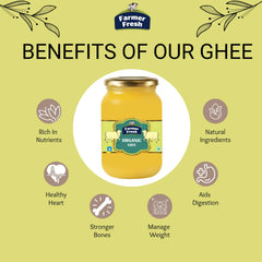 Premium Desi Cow Ghee By Farmer Fresh | High In Protein Fiber Healthy Desi Ghee Good For Favorite Dishes | (1 Litr) 33.8 Ounce | Jar Pack