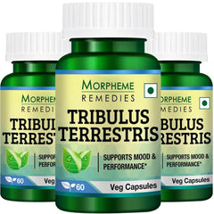Morpheme Remedies Tribulus Terrestris 500mg, Helps Provide Energy & Stamina | 60 Veg Capsules 100gm 0.2lbs Each Pack Of 3