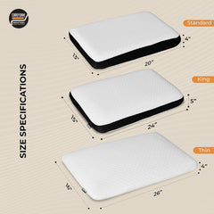 Orthopedic Memory Foam Pillow For Comfortable Sleep, White - 24 X 15 X 5 Inch | For Neck & Shoulder Pain Relief With Removable Zipper White Jacquard Cover | Back, Stomach Sleepers - Pack Of 2