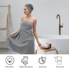 Linear Microfibre Towel 300 Gsm | Soft & Absorbent Microfiber Bath Towel Large Size For Men, Women (Grey)