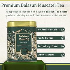 Tea And Twigs Balasun Muscatel Darjeeling Tea - 100gm, 3.5 Ounce | Rich In Antioxidants, Refreshing Flavor - Low Caffeine, No Artificial Colors, Gluten Free