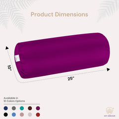 Microfiber Bolster Pillow For Bed & Sofa, Side, Diwan, Purple - 10 X 25 Inches | Round Side Pillow, Light, Soft & Fluffy For Neck & Back Support | Washable, Velvet Cover With Zip - 2 Piece