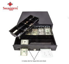 Metal Cash Drawer For Point Of Sale (Pos) System With Removable Coin Cash Tray, 5 Bills, 8 Coins Slots Drawer With Rj11 Interface Key Lock | Colour - Black