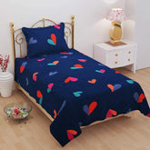 1 Single Bed With 1 Pillow Covers - 60 X 90 Inches, Dark Blue | Premium Cotton Material - Skin Friendly & Long Lasting | Super Soft 300 Thread Count