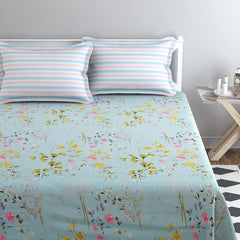 Super King Size Bedsheets With 2 Large Pillow Covers - 108 X 108 Inches, Mint Green | Luxury Soft Brushed Glace Cotton - Long Lasting & Wrinkle Free | 3 Pcs Set