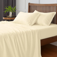 Microfiber Double Bedsheets With 2 Pillow Cover - 90 X 100 Inches, Ivory | Good Or Home, Hotel, Villa, Resort & Guest House | Wrinkle Free Luxury