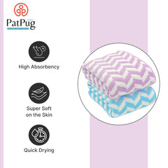 Patpug Coral Microfiber Ultrasoft Comfortable Highly Absorbent Quick Drying Large Bath Towel 700 Gsm (Blue & Purple)- Pack Of 2