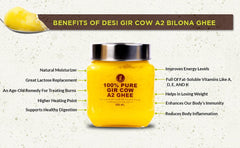 Organic A2 Bilona Gir Cow Desi Ghee By Gir Amritphal | Good Source Of Healthy Desi Cow Ghee Perfect For Weight Managements | 1 Litre (500ml * 2) 33.8 Ounce | Jar Pack