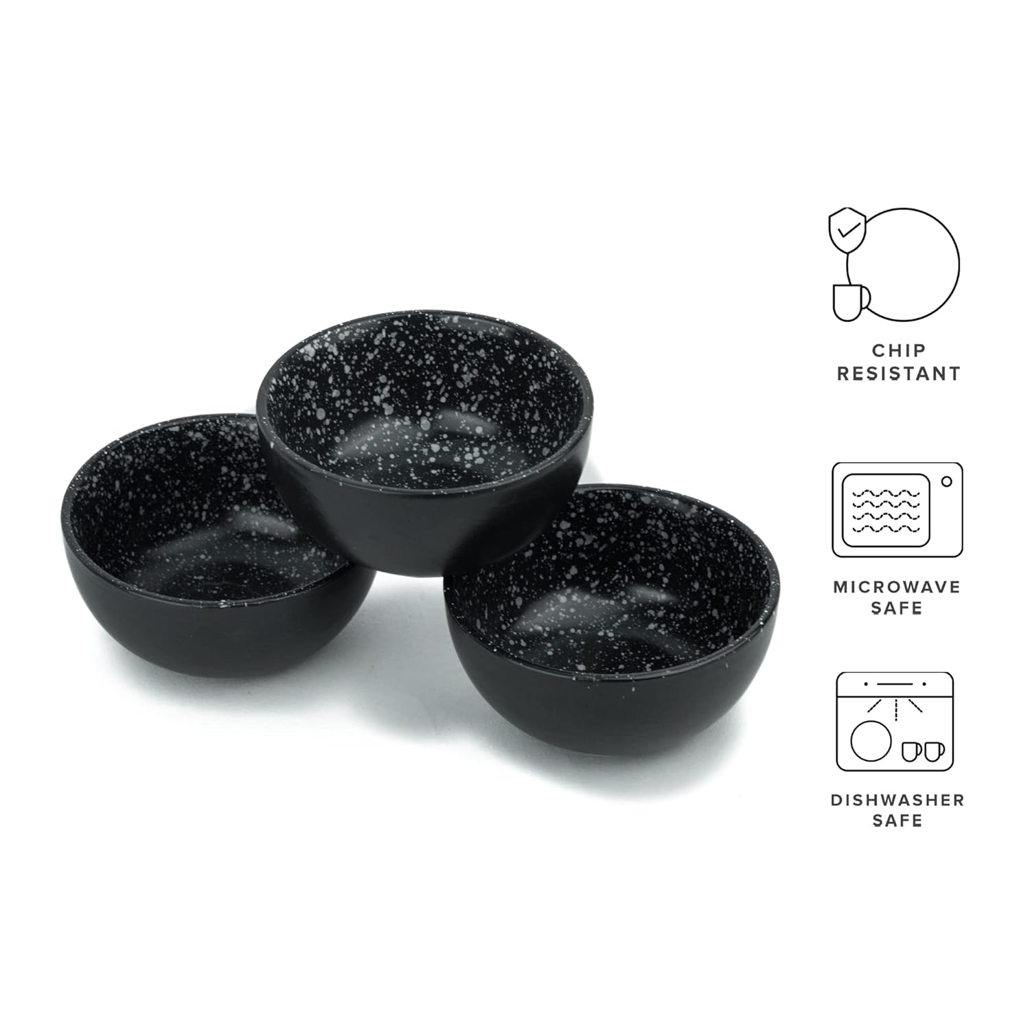Ceramic Veg Bowls Set Of 6 For Dinner - 180ml Each, Black Speckle | Katori Set With Matte Finish - Porcelain Ceramic Bowls Set | Dessert Bowl Set Ceramic Veg Bowls Set Of 6 For Dinner - 180ml Each, Black Speckle | Katori Set With Matte Finish - Porcelain Ceramic Bowls Set | Dessert Bowl Set