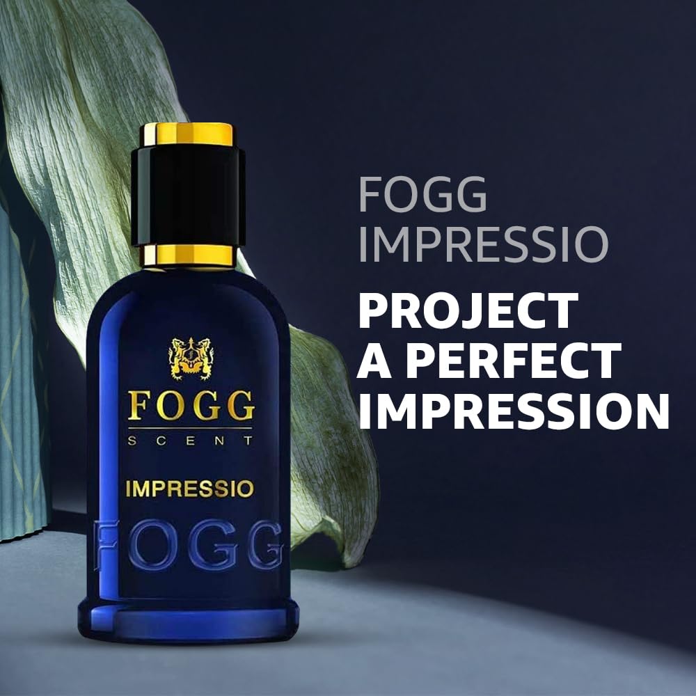 Fogg Scent Impressio Perfume For Men Long-lasting Fresh & Powerful Fragrance Eau De Parfum, 100ml 3.4 Fl.oz. | Perfect For Gifting Fogg Scent Impressio Perfume For Men Long-lasting Fresh & Powerful Fragrance Eau De Parfum, 100ml 3.4 Fl.oz. | Perfect For Gifting