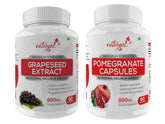 Natureal Combo Of Grape Seed Extract & Pomegranate Immunity Booster Supplements | 800mg 60 Capsules 100gm 0.2lbs Each Pack Of 2